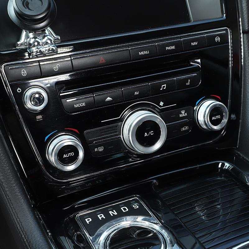 4pcs Aluminum Alloy Red/Silver For Jaguar XJ 2010-2019 Car Air Conditioner Switch Knob Volume Button Cover Trim Ring Accessories
