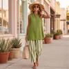 Sleeveless Button Front Blouse and Wide Leg Striped Pants Two Piece Set for Women Casual Loose Fit Summer Outfit