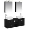 Bathroom Furniture Set 5 Pcs Black Oak Engineered Wood and Glass