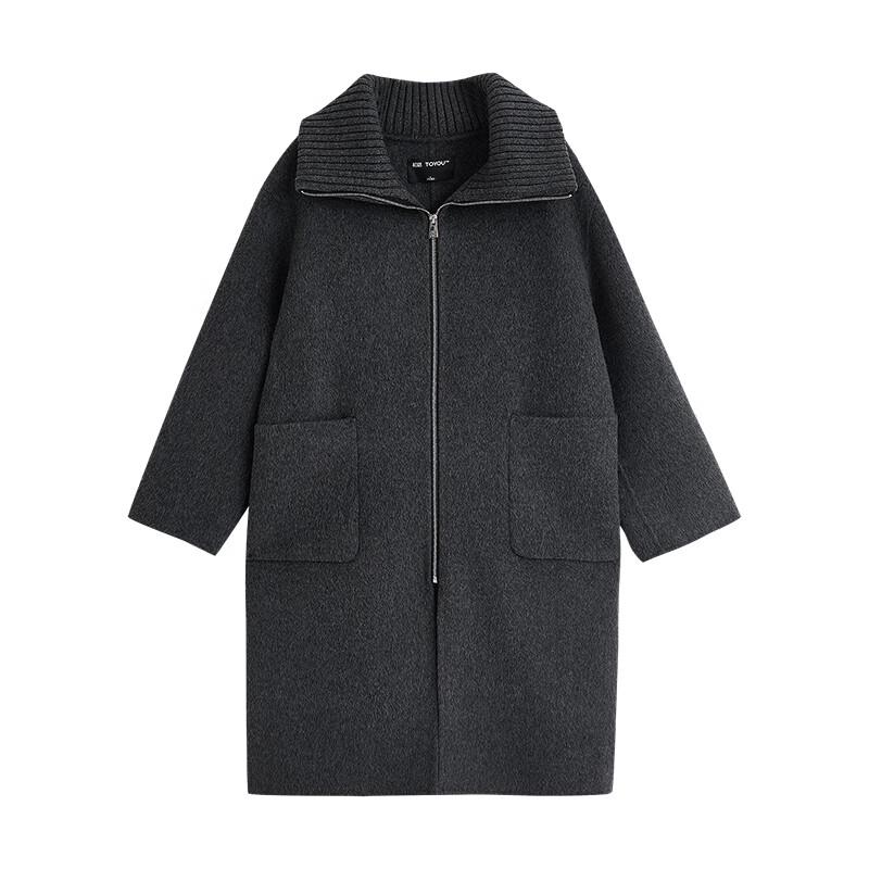 Chuyu Women's Knitted Collar Double-Faced Wool Coat