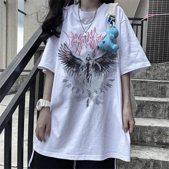Buy Retro Angel Goth Tshirt Women Oversized Emo Punk Harajuku Summer Top Dark Aesthetic Fairy Grunge Y2k Plus Size Alternative Cloth At Affordable Prices Free Shipping Real Reviews With Photos Joom