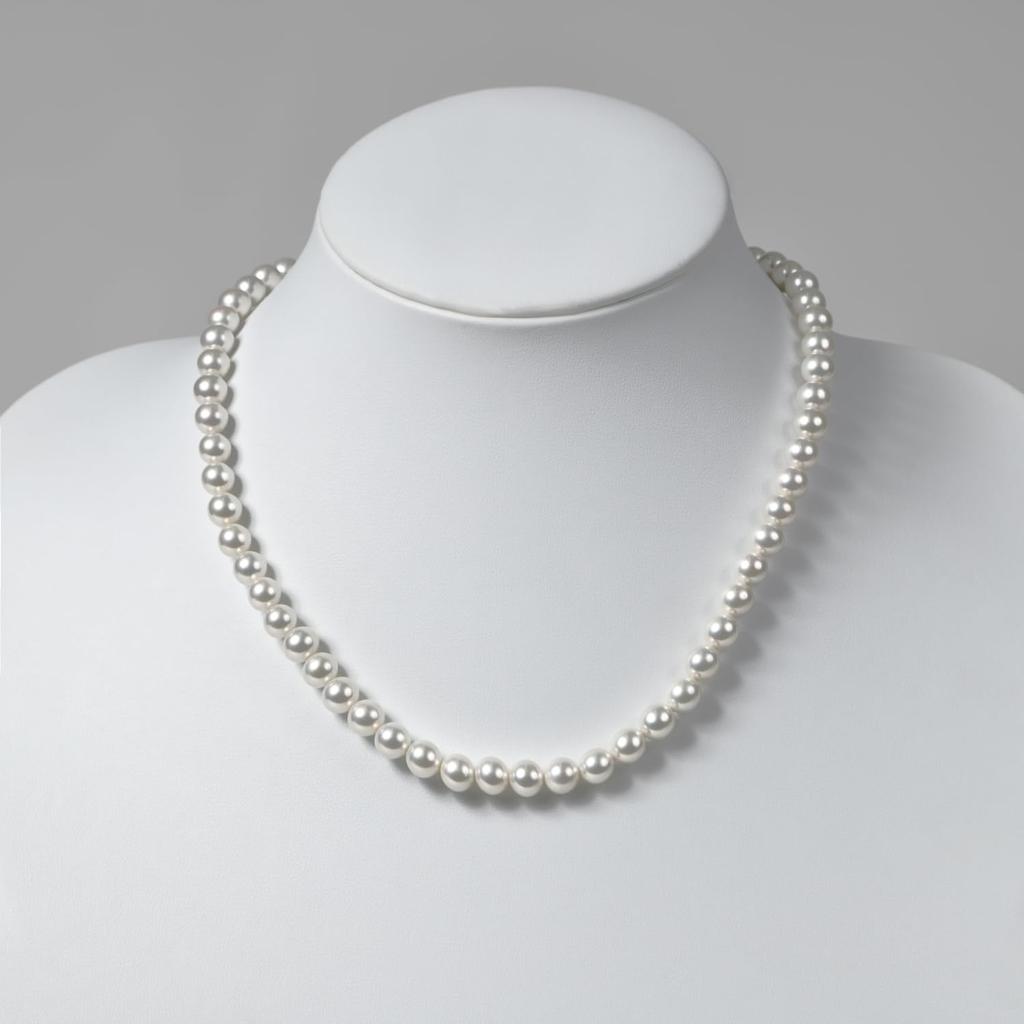 [Produced by Yumi Katsura] Pearl Necklace 7mm RoseYumiRose Popular Women's Simple and Stylish Necklace for Formal Occasions (45cm)