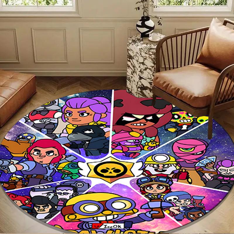 Game Brawl Adventure Heroes Round Rug for Livingroom,Bedroom, Palyroom, Chair Rug, Area Rug, Circle Carpet, Large Size Fan Christmas Gift