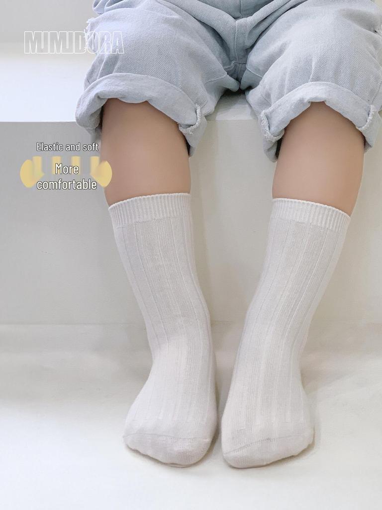 New Spring & Autumn Cotton Socks for Kids - Solid Color Short Socks for Boys & Girls