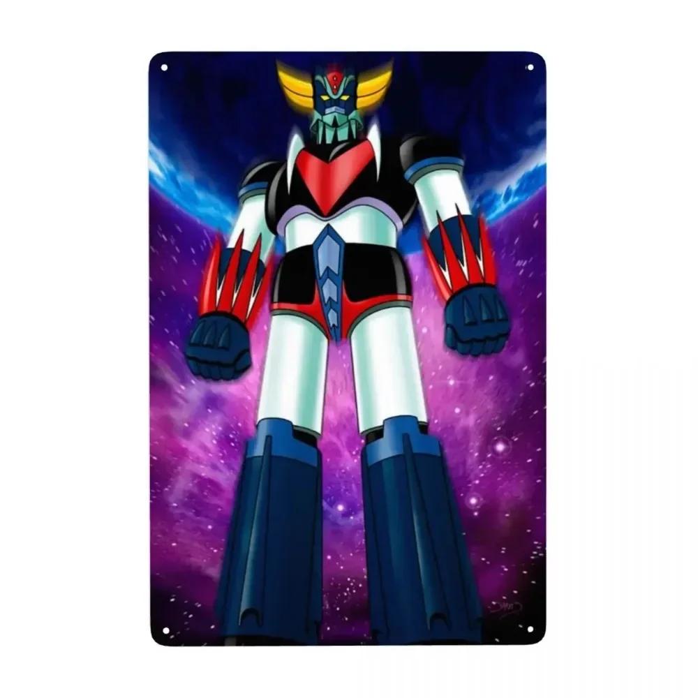 Vintage Goldorak Grendizer Metal Tin Sign  Custom Anime UFO Robot Goldrake Wall Art Decor for Pub Cafe Yard  Rectangle Plaque