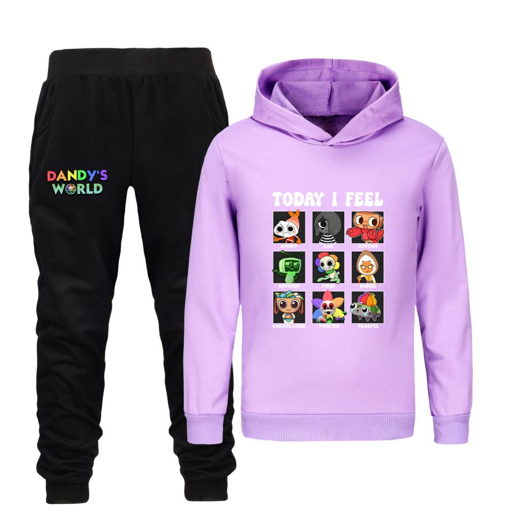 5405 Fashion Casual Kids Boys Girls Dandy World Printed Long Sleeves Hoodies Trousers Clothes Set