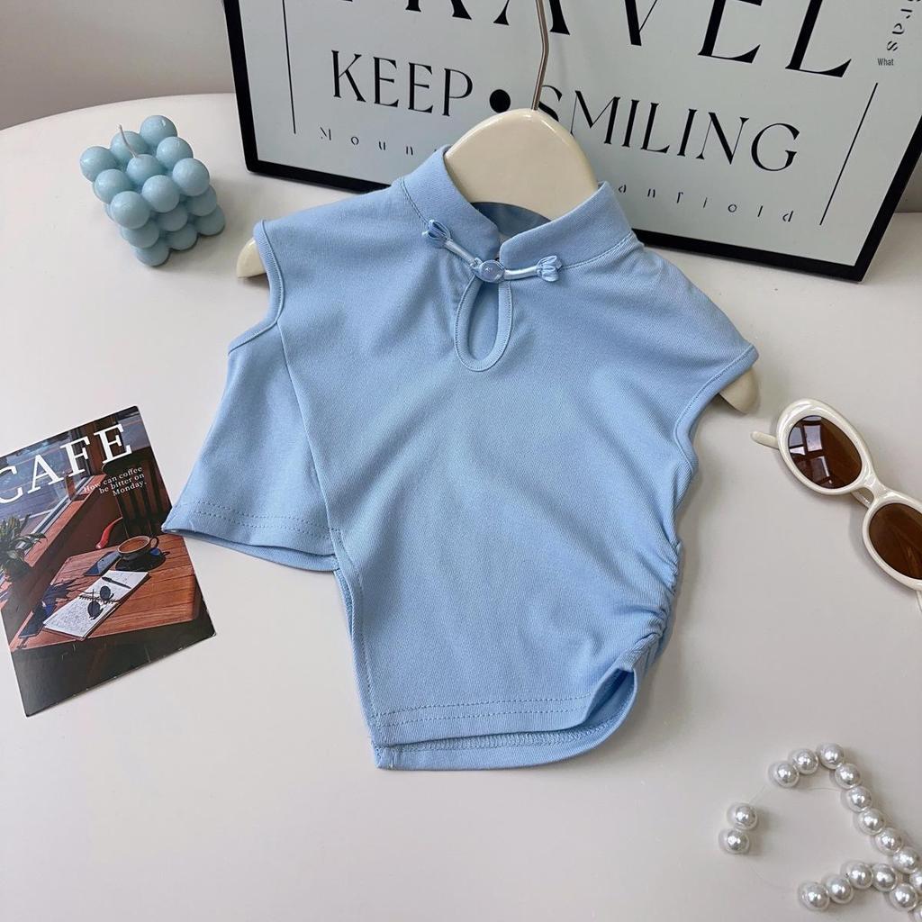Girls' Chinese Style Tang Suit Summer Two-Piece Set: Fashionable Vest and Pants (AXB612)