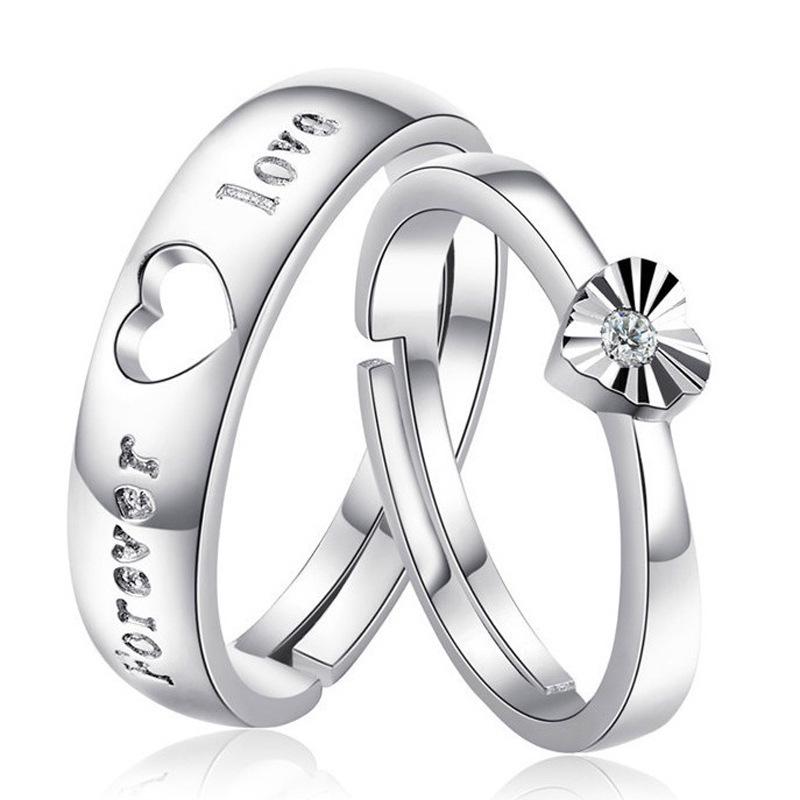 Adjustable Cross Couple Rings: Simulated Diamond Wedding Bands for Men & Women - Simple & Fashionable Design