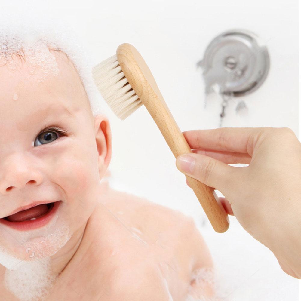 Newborns Baby Soft Hair Brush Ultra-Soft Natural Wool Bristles Brush Promotes Health Scalp Hair Growth For Hair Care Massage