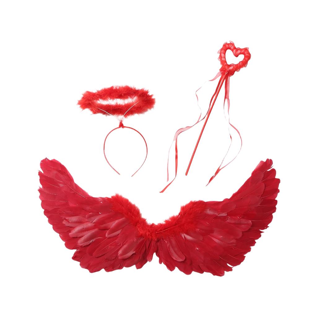 Costume Set For Women Angel Feather Headband Wand For Halloween Cosplay
