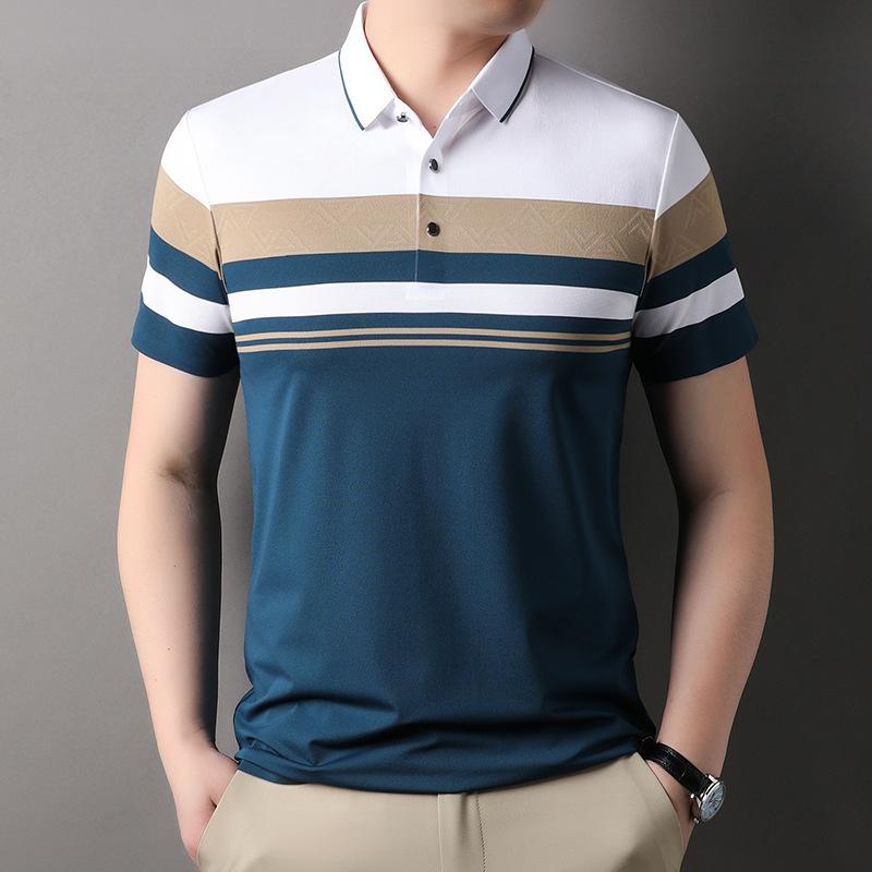 

Medium Polo Shirt Business Casual Mulberry Silk Men S Short Sleeve T-Shirt Lapel 4XL