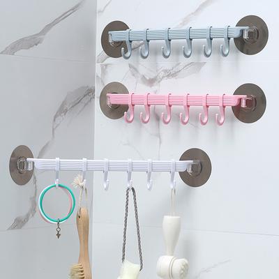 6 Non-trace Strong Sucker Rack Towel Hanger Holder Bathroom Shower Shelf