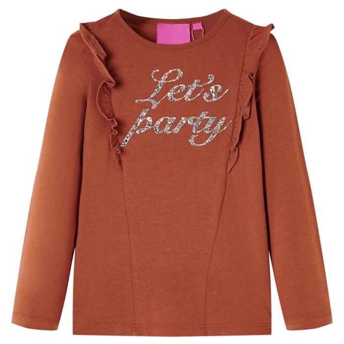 T-shirt enfants à manches longues imprimé pailleté 2 couleurs et 5 dimensions disponibles