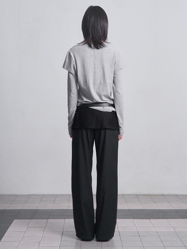 Seric Wrap Layered Pants _ Charcoal