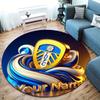 Leeds United Custom Name Round Area Rug,Carpet Rug for Living Room Bedroom Sofa Playroom Decor,Non-slip Floor Mat