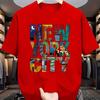 2025 Herr Ren Bomull NYC-tryck Casual Lös Passform Rund Hals Kortärmad T-shirt