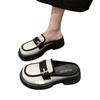 Fashion Women's Shoes 2024 New French Platform Half-tow Loafers Versatile Single British Style Small Leather Shoes