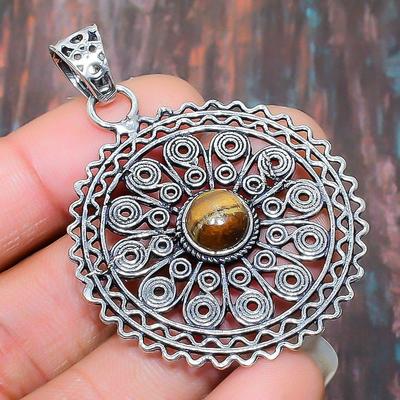 Beautiful Tiger Eye Gemstone Handmade 925 Sterling Silver Wedding Jewelry Pendant