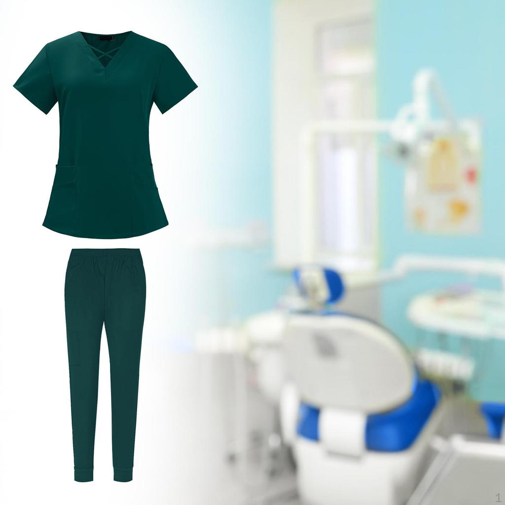 Elastic Waist Scrub Set for and Jogging, Featuring Soft Breathable Design Medical