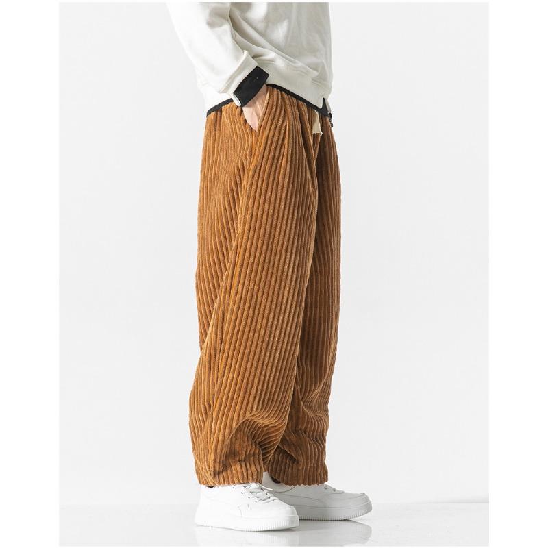 Mens Corduroy Loose Straight Chinese Style Big Size Casual Harem Long Pants