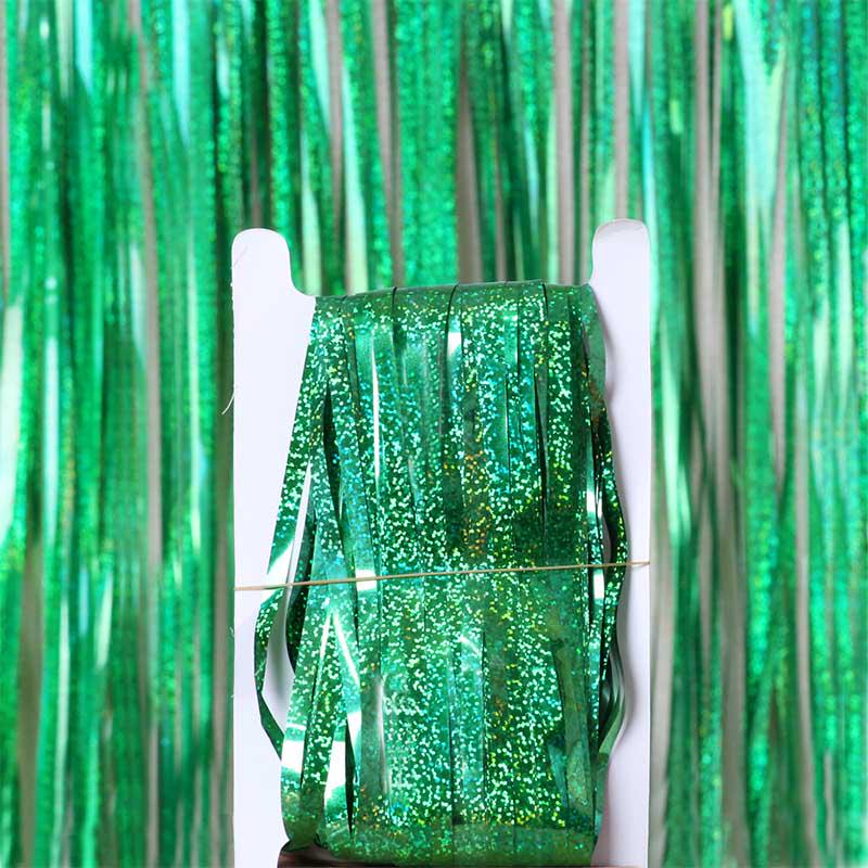 1 Set Laser-Hintergrund-Regenvorhänge, Glitzer-Lametta-Folienvorhang, Geburtstag, Hochzeit, Party-Dekoration
