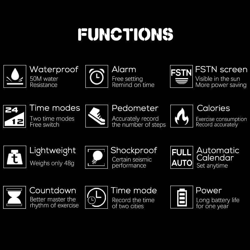 NORTH EDGE Mars Digital Watch Men's Sports Watches Dual Time Pedometer Alarm Clock Waterproof 50M Digital Watch Clock