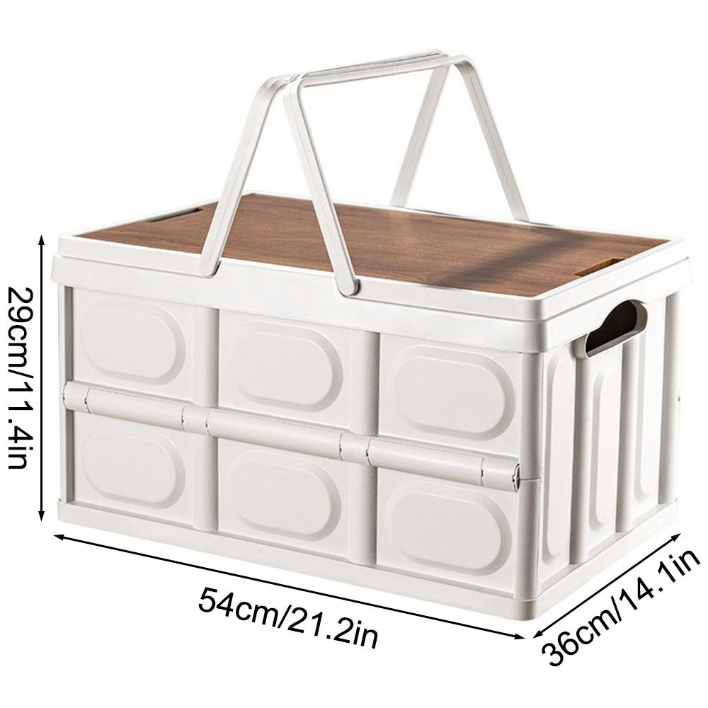Household Foldable Storage Box, 30l/55l, With Lid And Handle, Suitable For Camping, Dormitory, Multi-Functional Storage Box