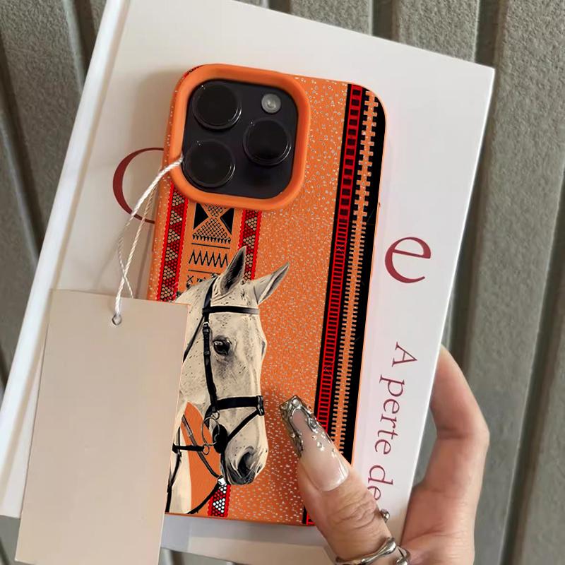 Checkered White Horse Pattern Phone Case For iPhone 17 16 15 Pro Max 14 13 12 11 15 Plus 17 Air X XS XR Shockproof Soft Cover iPhone17 Pro