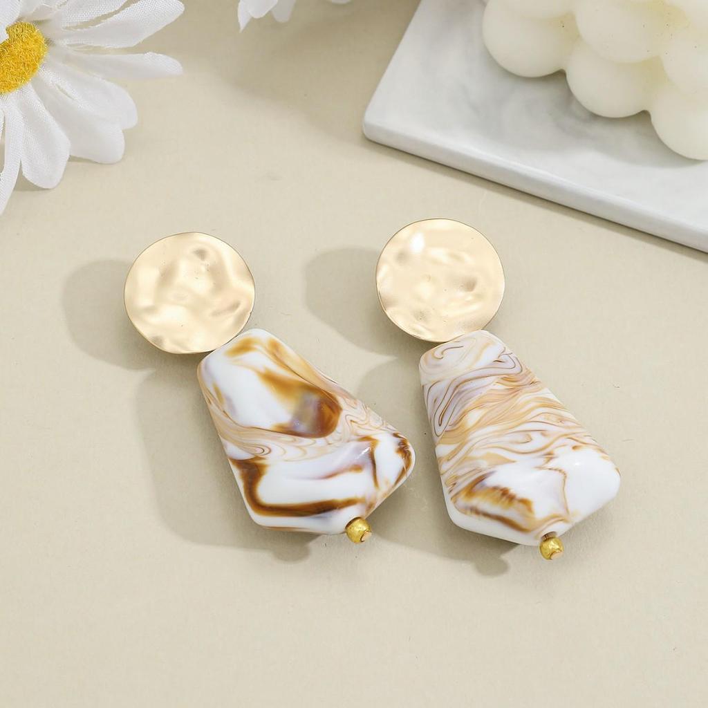 Meilade Gradient Dangle Earrings: 3D Geometric Light Luxury Style for Women