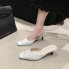 Fashion Slippers Women Summer Luxury Slides Female Shoes Low Cover Toe Flock Thin Heels Designer 2025 Sexy Rubber Basic Rome Fabric Flor