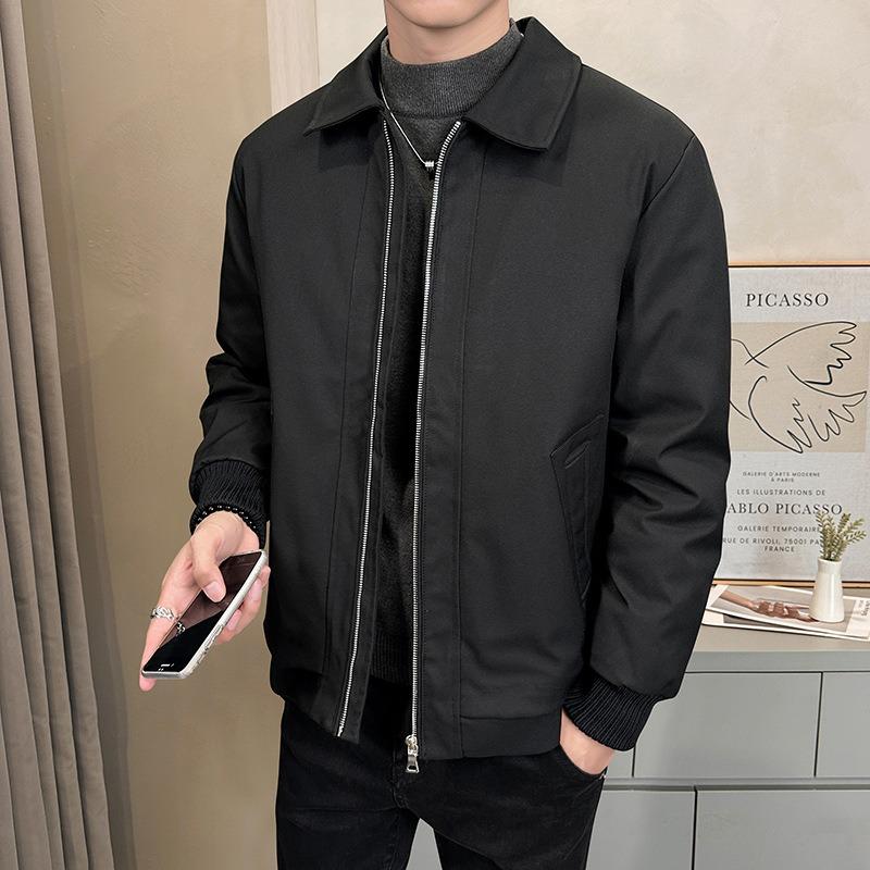 % White Duck Down Jacket Men's Winter Solid Color Business Winter Loose Lapel Casual Jacket