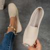 Verano Nuevo Cabeza Cuadrada Grande Plano Plano Plano Flyknit Zapatos Individuales para Mujer, Zapatos Casuales de Un Pie