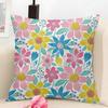 Colorful Flowers Cushion Cover Natural Linen Organic Fabric DoubleSided Printing Couch Pillow Covers Home Decor