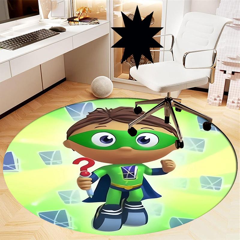 Super Why Printed Round Rug Carpet Chair Rug Area Rug Entryway Doormats,for Office Chair Living Room Bedroom Kitchen Room.