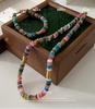Colorful Beaded Natural Stone Necklace: 2024 Euro-American Fashion Dopamine Sweater Chain for Women