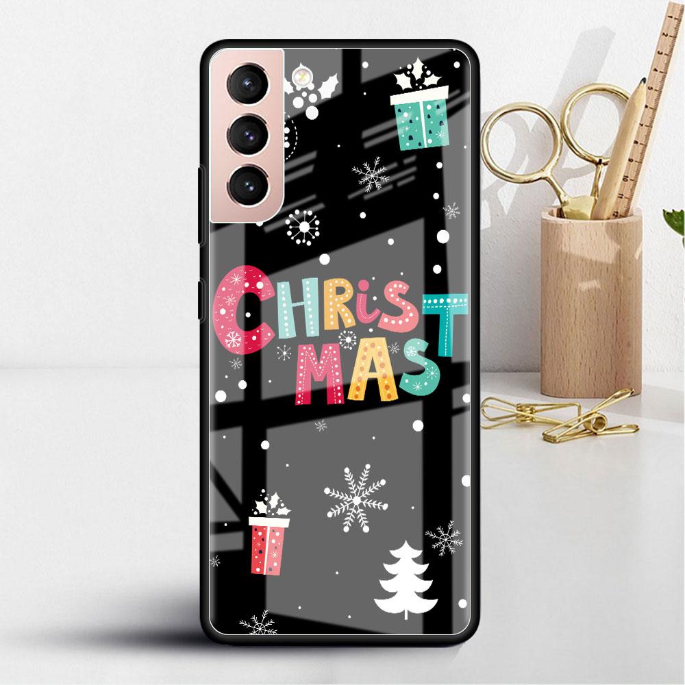 

Стеклянный чехол со снеговиком и рождественским рисунком для Samsung Galaxy S22 S20 FE S21 Plus, чехол для телефона S10 5G S9 Note 20 Ultra 10 Lite Shell Samsung S21 5G