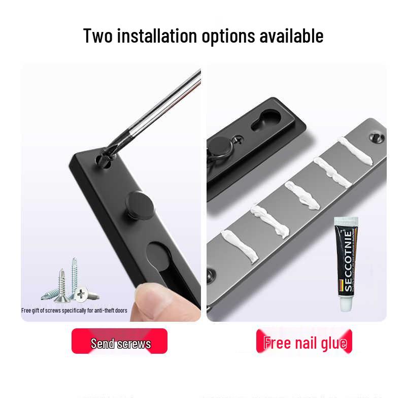 No-Punch Anti-Theft Door Chain Lock and Bolt for Hotel Room Safety