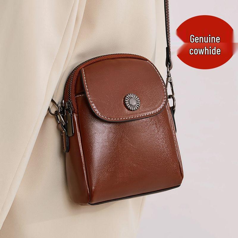 

2025 Trendy Women s Genuine Leather Crossbody Phone Bag - Vertical Multi-Layer Shoulder Bag Standard