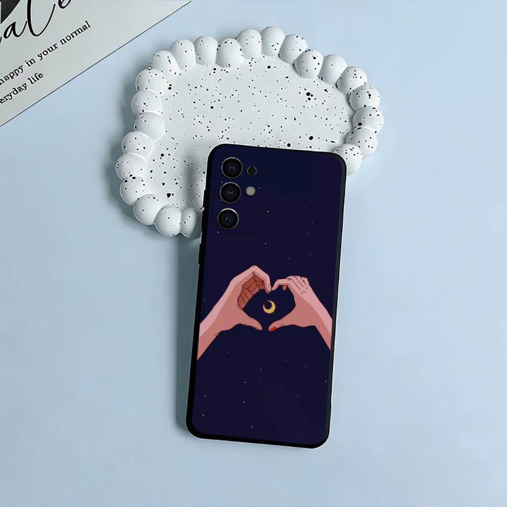 S-Sailor- Moon Black Soft Silicone Phone Case for Samsung S25, S24, S21, S22, S23, S30, Ultra, S20, Plus, FE, Lite