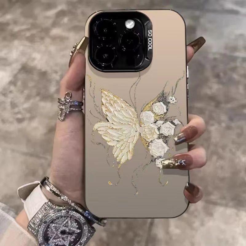 

Чехол для телефона Rose Butterfly для Apple iPhone16promax - мягкий силиконовый противоударный цветной креативный чехол для iPhone16/15/14/13/12/11/Pro/Promax/Plus/XS/XR Apple 11 чёрный
