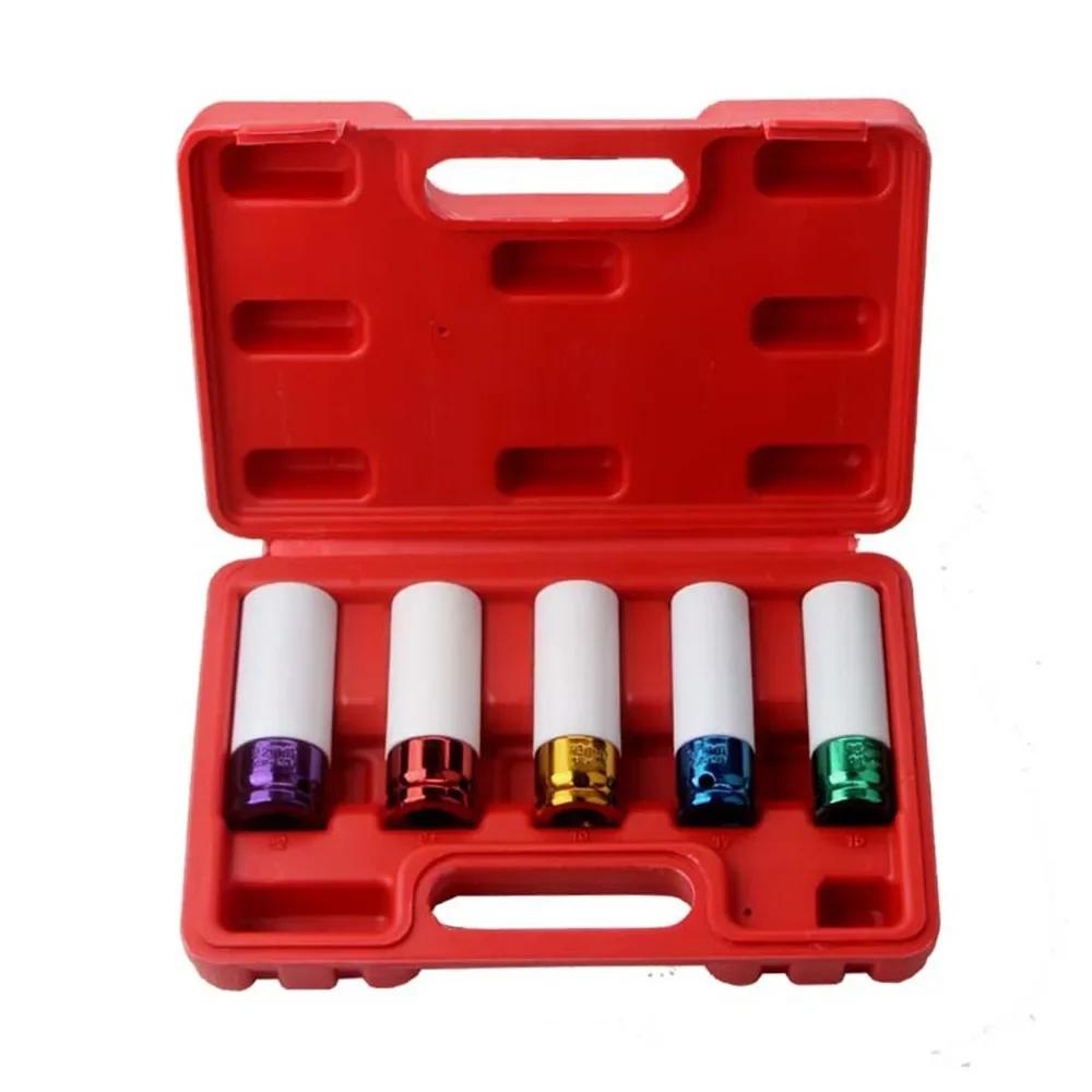 Socket Set 1/2" Drive Heavy Duty 15 17 19 21 22 Mm Socket Tools for Men Wheel Lug Nut Protector Impact Socket Set Gifts