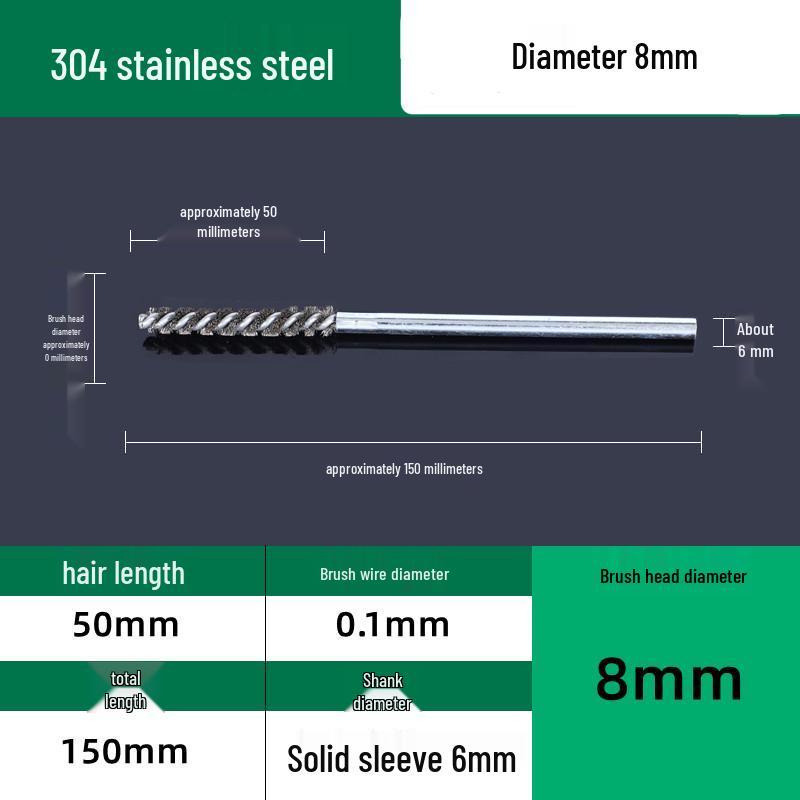 Industrial Rust Removal and Polishing Brush with Handle - Stainless Steel and Copper Wire for Inner Hole Sanding