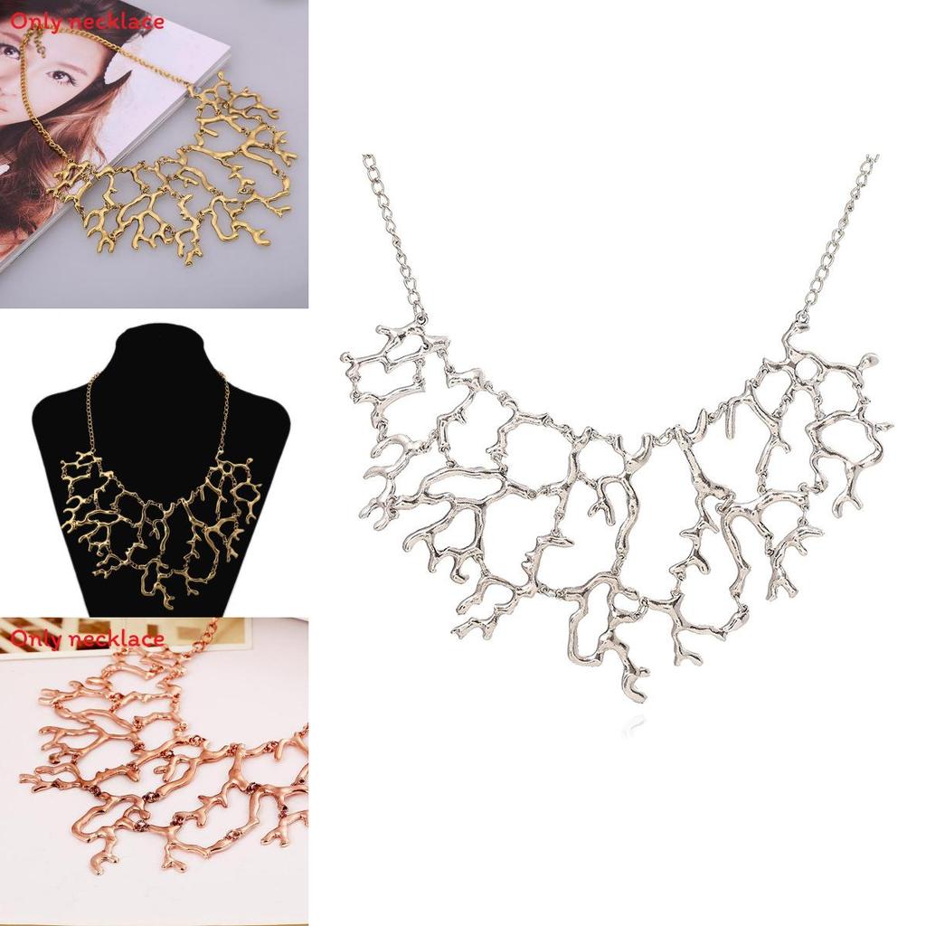 Fashion Solid Color Coral Shaped Women Metal Necklace For Retro Jewelry Lovers
