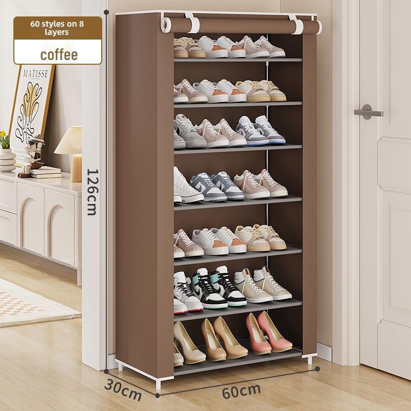 Компактная многослойная пылезащитная полка для обуви для хранения в помещении 8 layers кофейный 2440₽