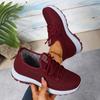 Women's Wide Width Walking Shoes with Fleece Lining - Slip-Resistant Soft Sole Lace-Up Boots for Fall/Winter, Comfort Casual Shoes for Mature Women