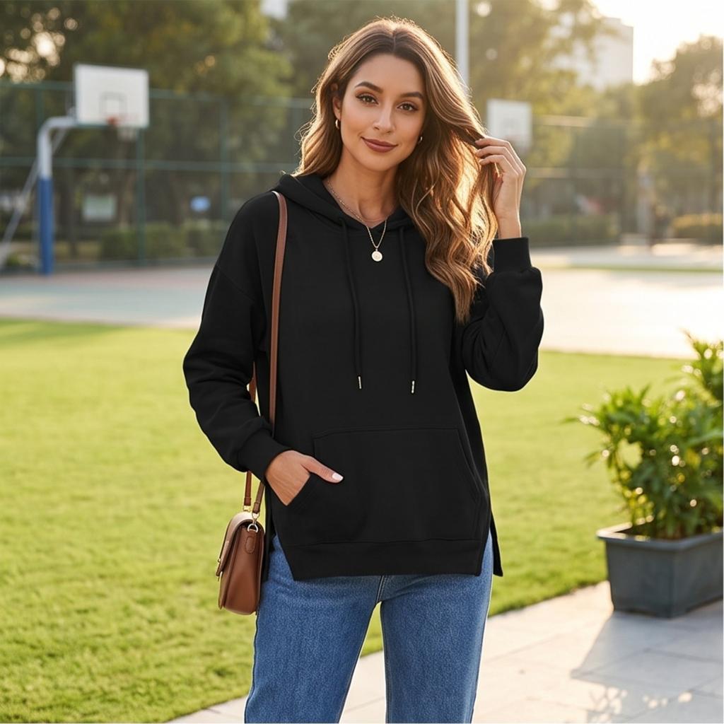 Women's Casual Long Sleeve Hoodie with Drawstring