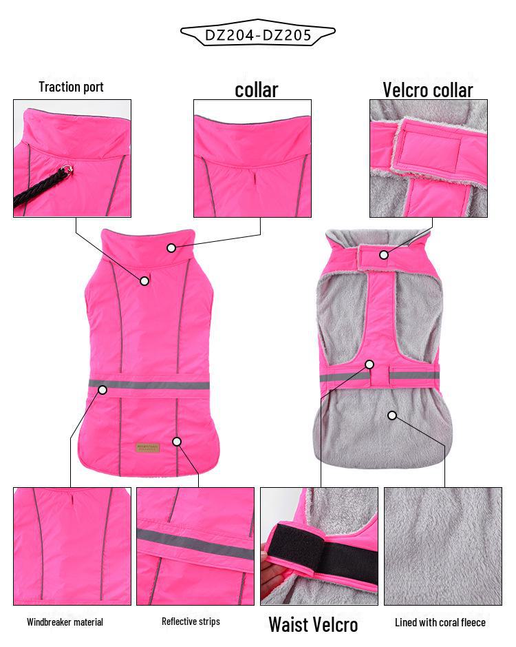 Meiqi Winter Reflective Pet Clothes for Large Dogs