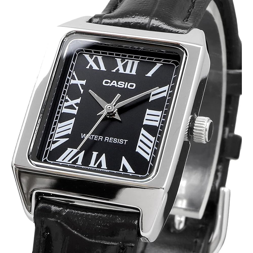 Casio Standard Quartz Women's Watch LTP-V007L-1B Silver Black Leather Band