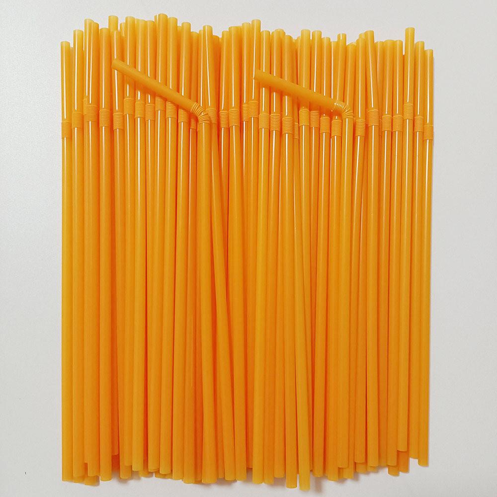 Food Grade Colored Flexible Plastic Drinking Straws For Juice And Milk Tea 100 Pack