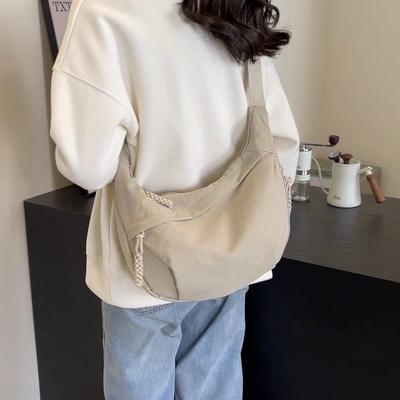 Large Capacity Messenger Bag Solid Color Female Shoulder Bag Student Dumpling Bag KTY
